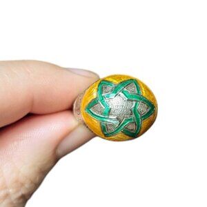 Sterling Silver Ring Enamel Eastern Star 925 Dome Boho Stamped Vintage Size 9‎